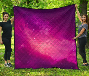 Purple Nebula Cloud Galaxy Space Print Quilt