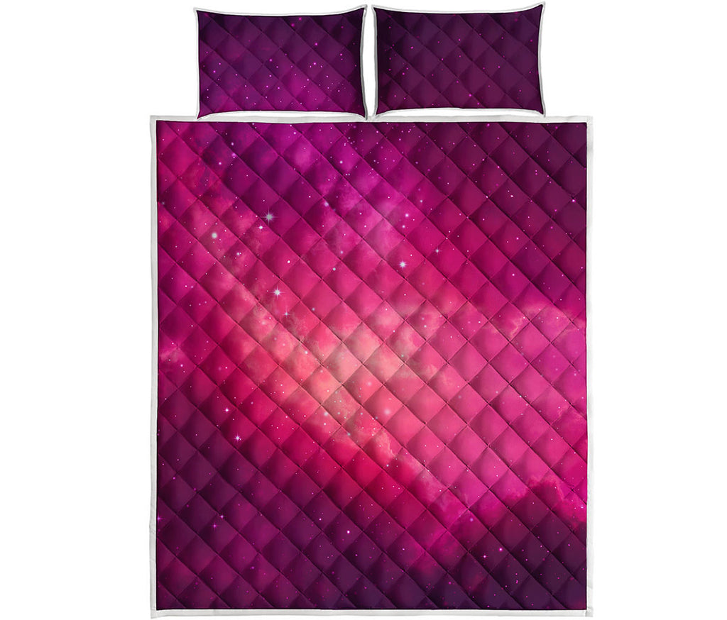 Purple Nebula Cloud Galaxy Space Print Quilt Bed Set