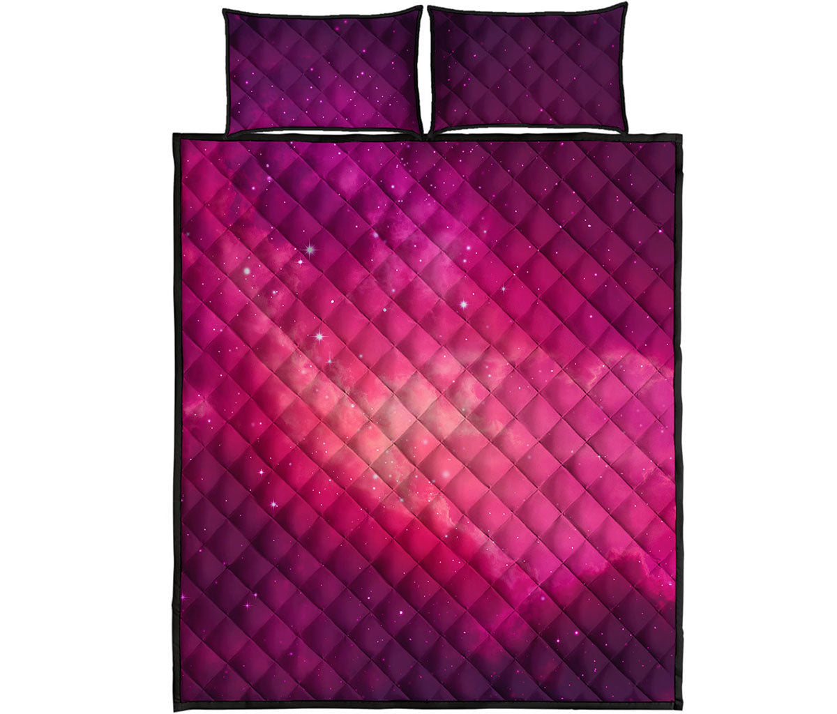 Purple Nebula Cloud Galaxy Space Print Quilt Bed Set