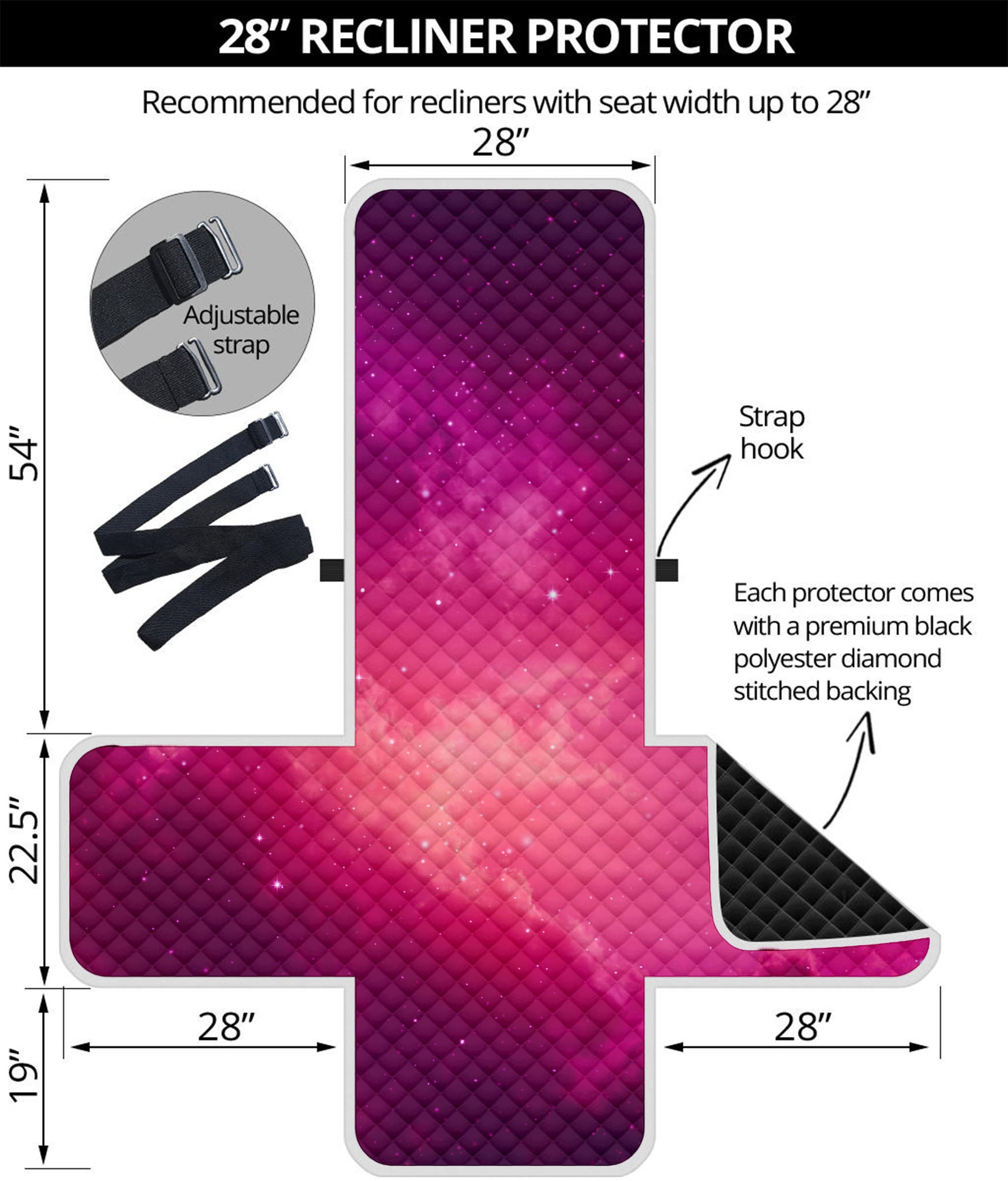 Purple Nebula Cloud Galaxy Space Print Recliner Protector