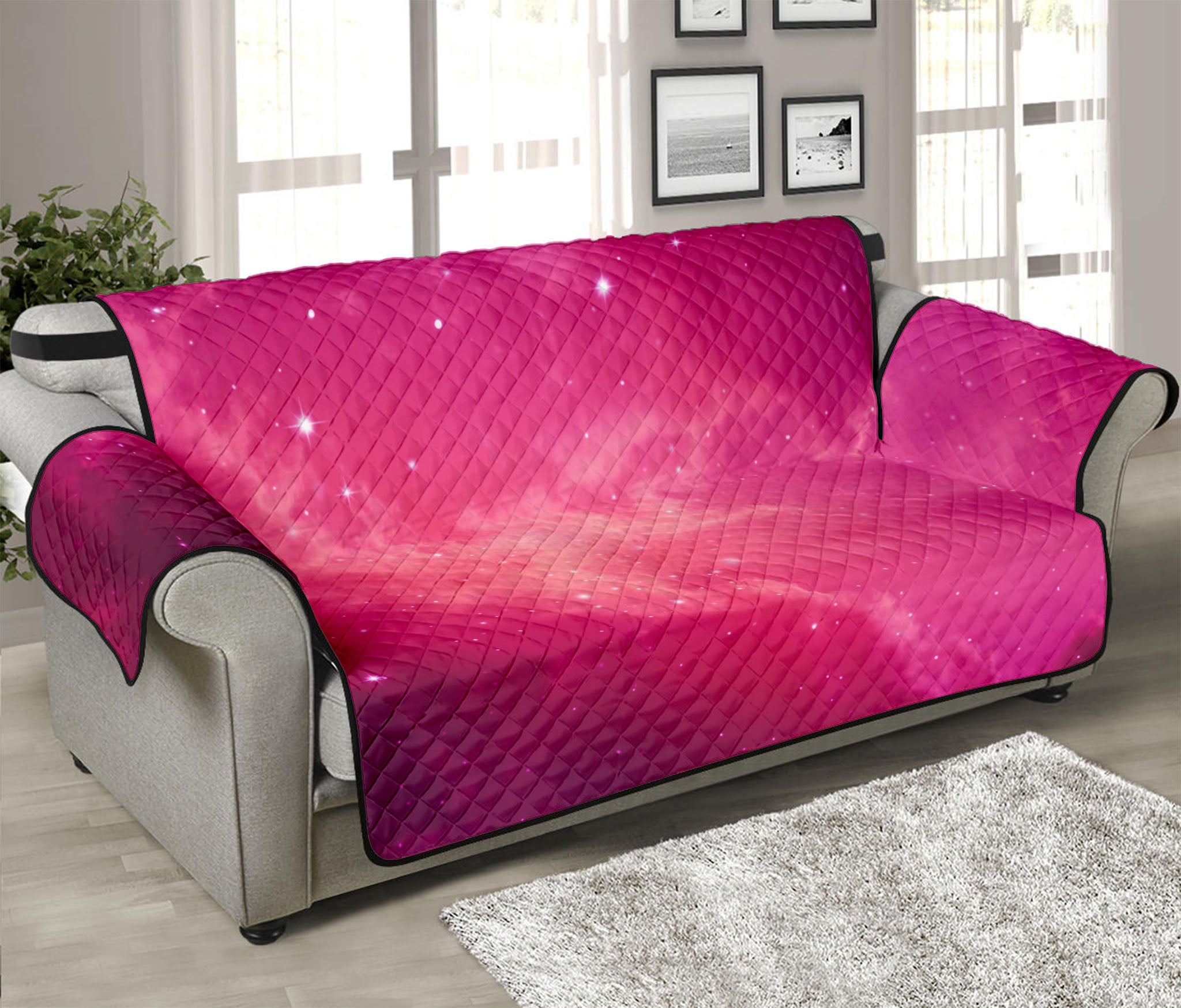 Purple Nebula Cloud Galaxy Space Print Sofa Protector