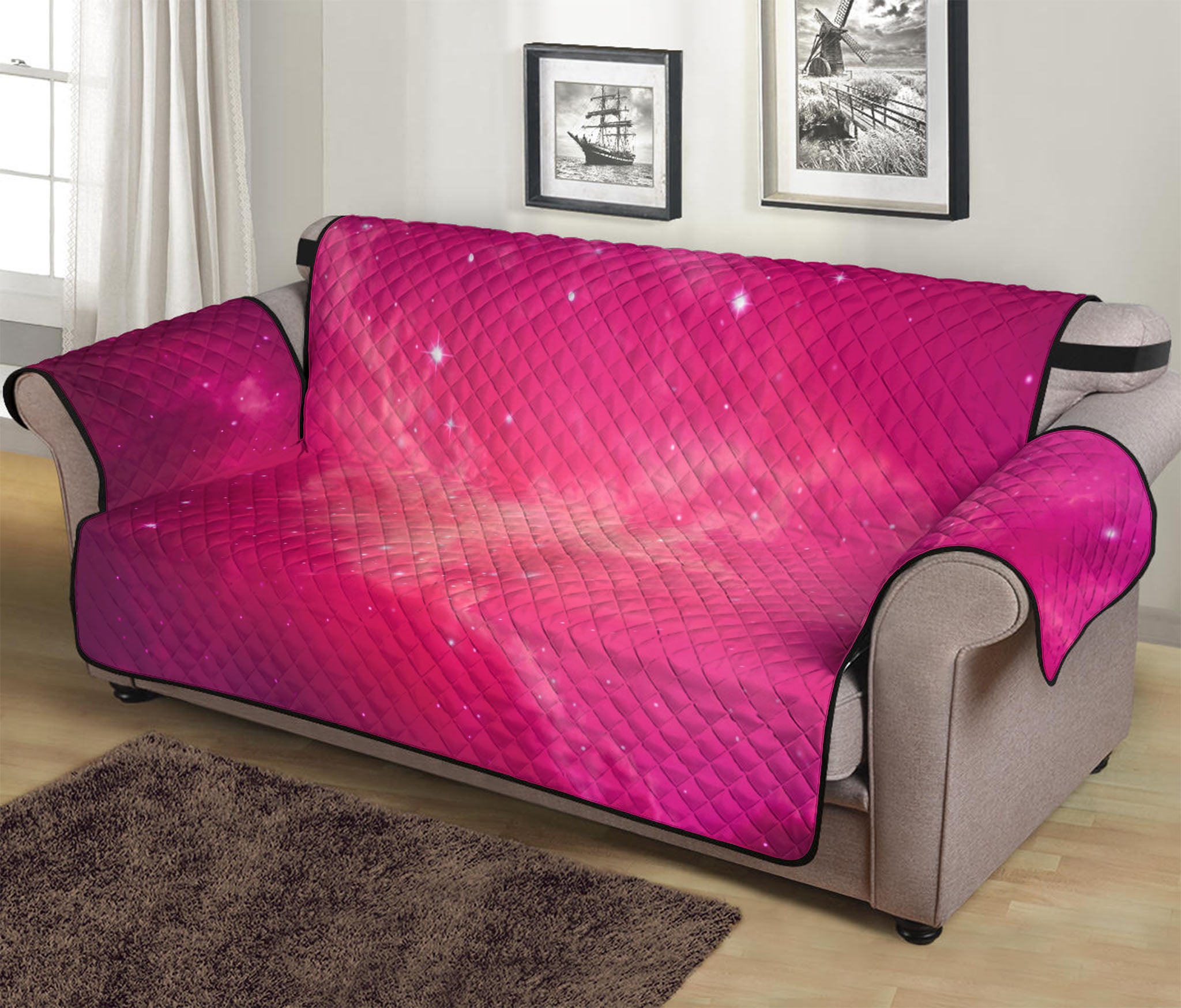 Purple Nebula Cloud Galaxy Space Print Sofa Protector