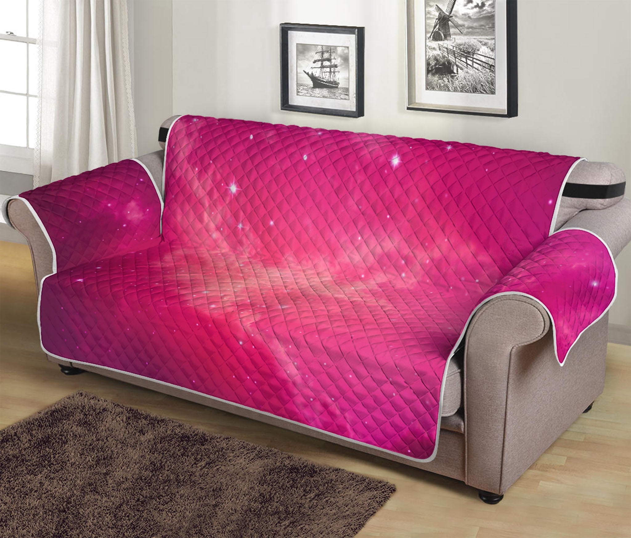 Purple Nebula Cloud Galaxy Space Print Sofa Protector