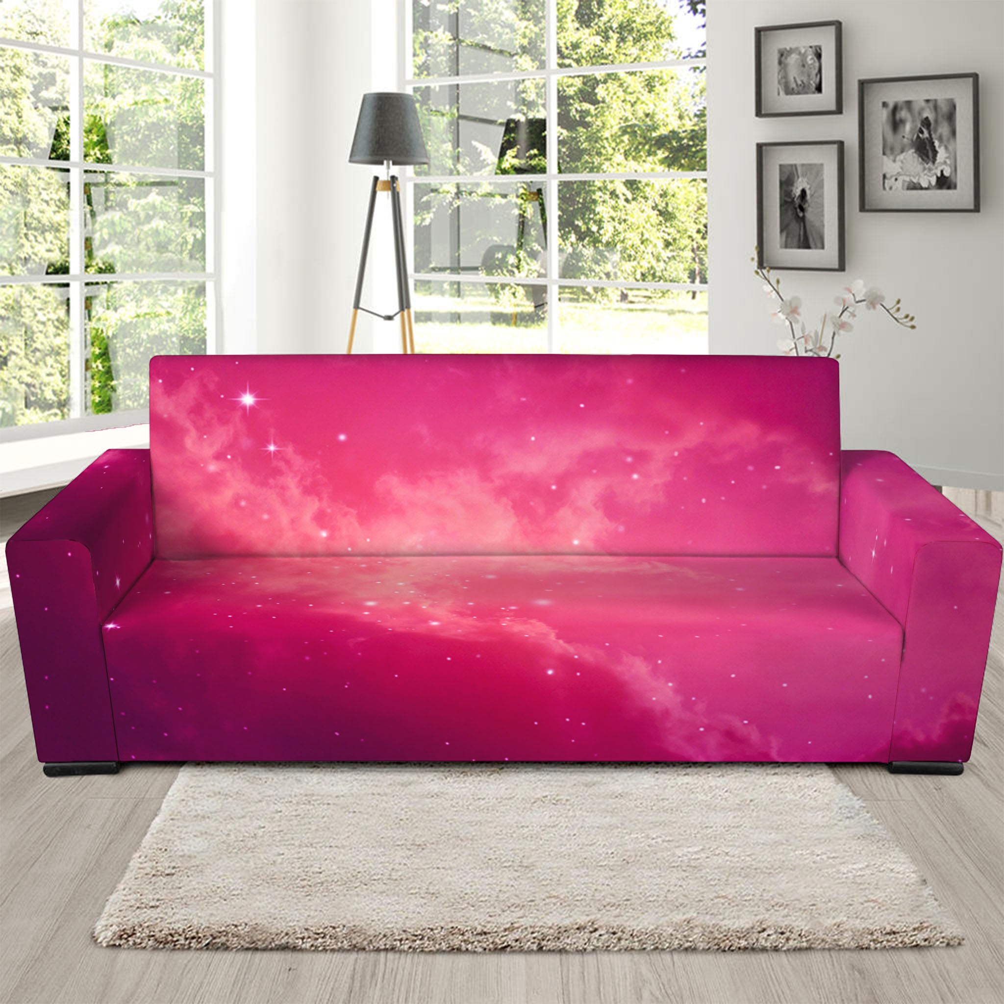 Purple Nebula Cloud Galaxy Space Print Sofa Slipcover