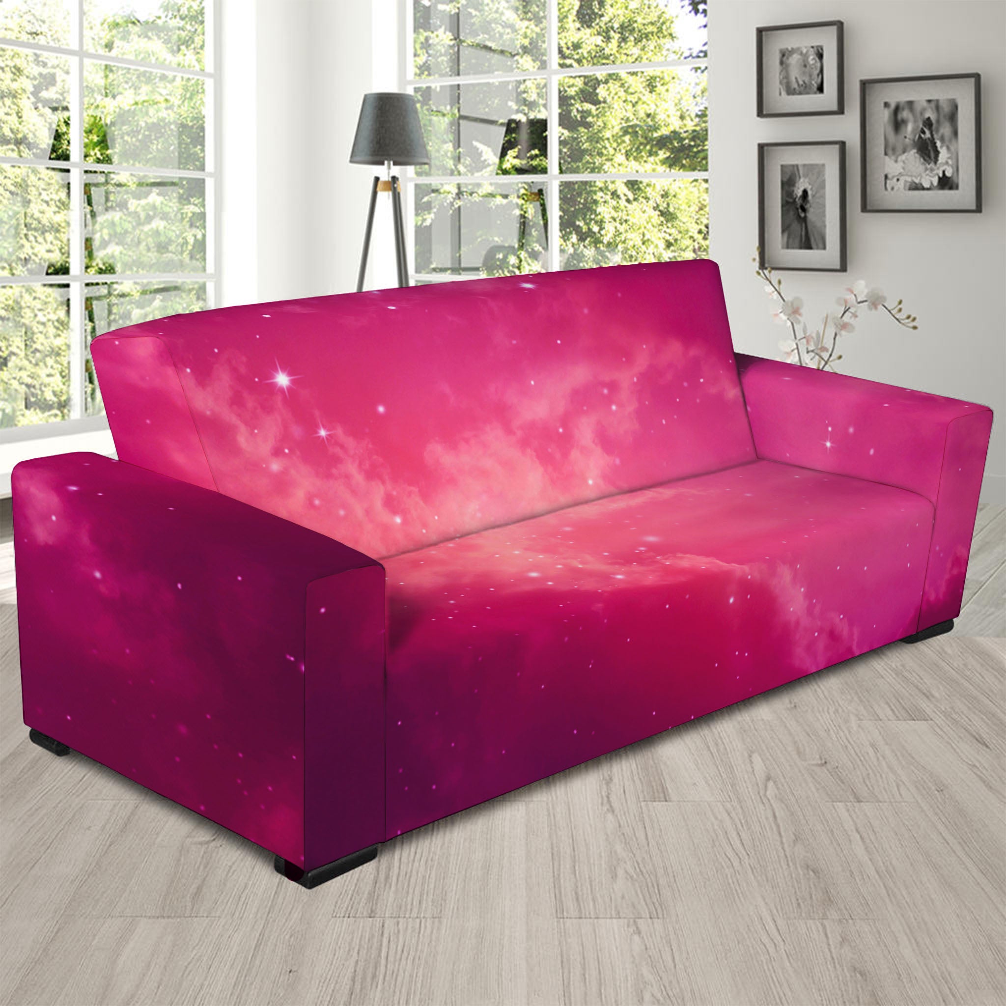 Purple Nebula Cloud Galaxy Space Print Sofa Slipcover