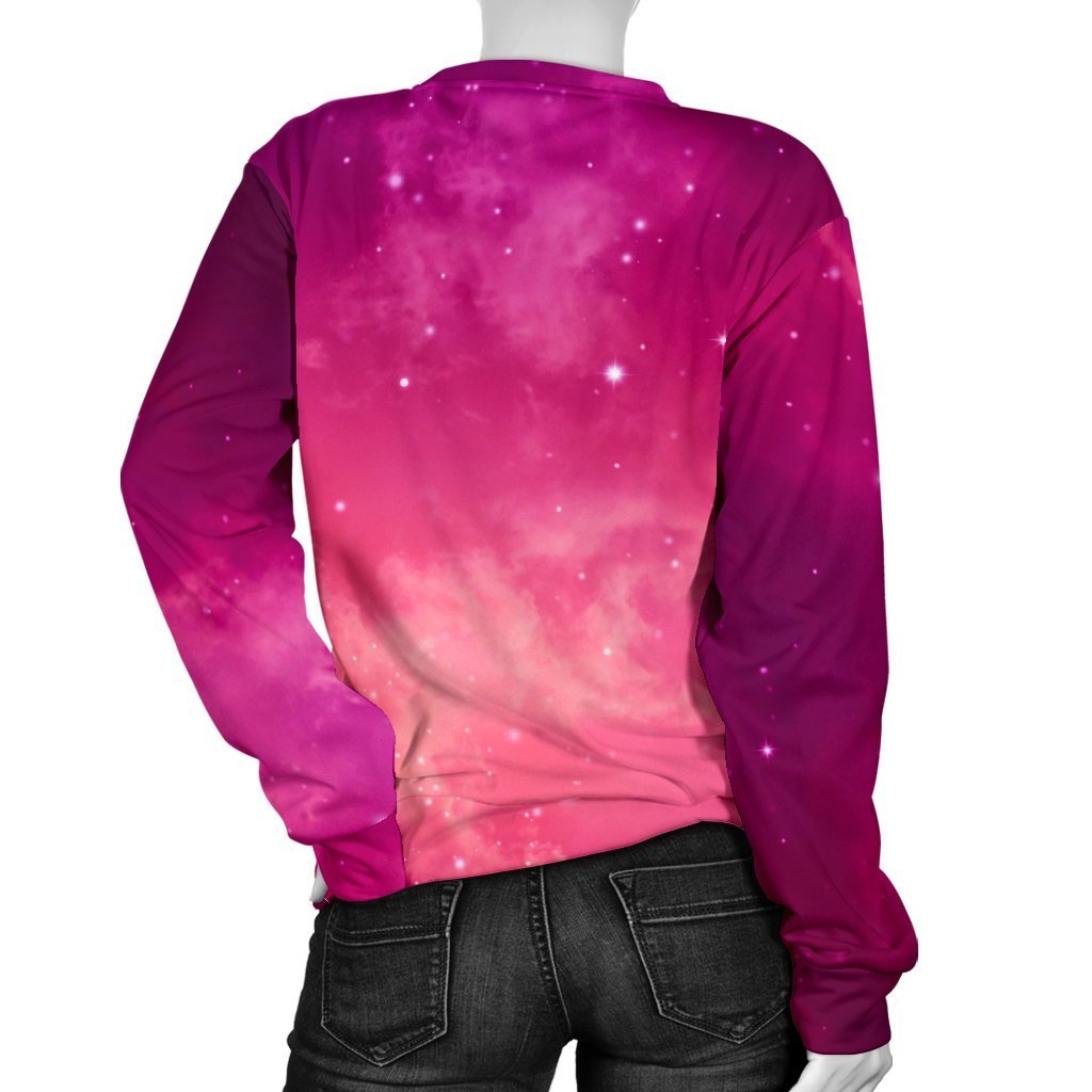 Purple Nebula Cloud Galaxy Space Print Women's Crewneck Sweatshirt GearFrost