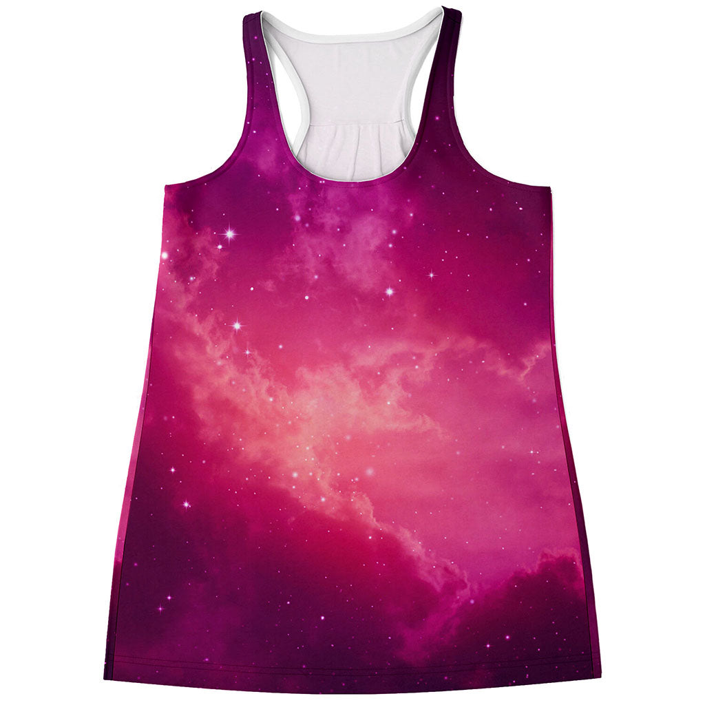 Purple Nebula Cloud Galaxy Space Print Women's Racerback Tank Top