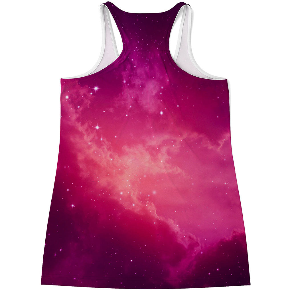 Purple Nebula Cloud Galaxy Space Print Women's Racerback Tank Top