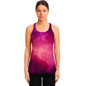 Purple Nebula Cloud Galaxy Space Print Women's Racerback Tank Top