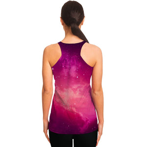 Purple Nebula Cloud Galaxy Space Print Women's Racerback Tank Top