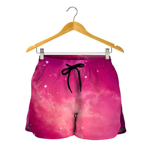 Purple Nebula Cloud Galaxy Space Print Women's Shorts