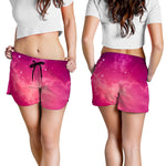 Purple Nebula Cloud Galaxy Space Print Women's Shorts