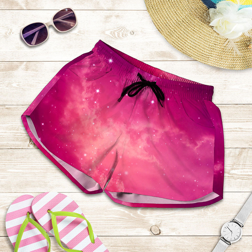 Purple Nebula Cloud Galaxy Space Print Women's Shorts