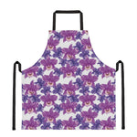Purple Orchid Flower Pattern Print Apron
