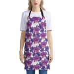 Purple Orchid Flower Pattern Print Apron