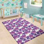 Purple Orchid Flower Pattern Print Area Rug