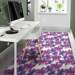 Purple Orchid Flower Pattern Print Area Rug