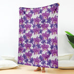 Purple Orchid Flower Pattern Print Blanket