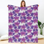 Purple Orchid Flower Pattern Print Blanket