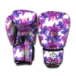 Purple Orchid Flower Pattern Print Boxing Gloves