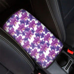 Purple Orchid Flower Pattern Print Car Center Console Cover