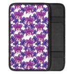 Purple Orchid Flower Pattern Print Car Center Console Cover