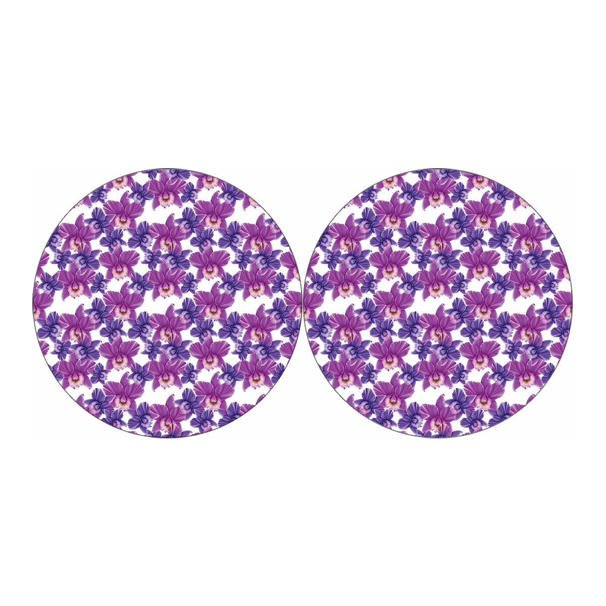 Purple Orchid Flower Pattern Print Car Coasters