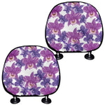 Purple Orchid Flower Pattern Print Car Headrest Covers