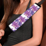 Purple Orchid Flower Pattern Print Car Seat Belt Covers