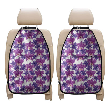Purple Orchid Flower Pattern Print Car Seat Organizers