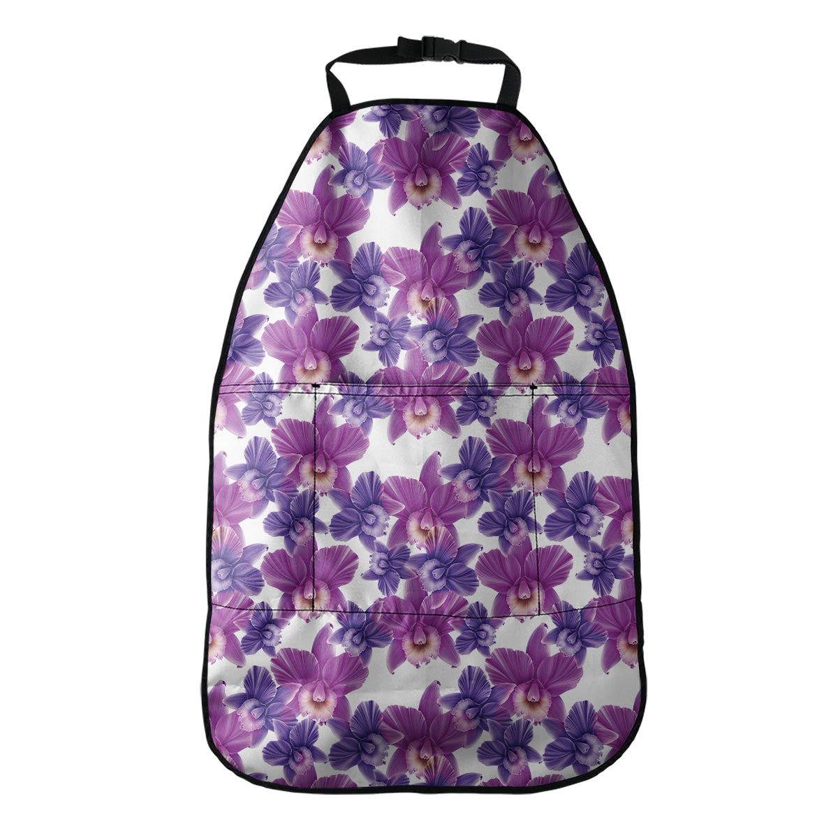 Purple Orchid Flower Pattern Print Car Seat Organizers