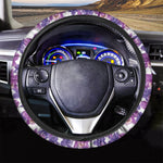 Purple Orchid Flower Pattern Print Car Steering Wheel Cover