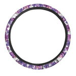 Purple Orchid Flower Pattern Print Car Steering Wheel Cover