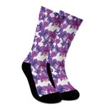 Purple Orchid Flower Pattern Print Crew Socks