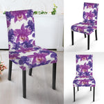 Purple Orchid Flower Pattern Print Dining Chair Slipcover