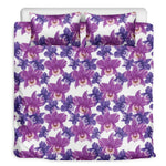 Purple Orchid Flower Pattern Print Duvet Cover Bedding Set