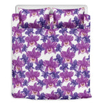 Purple Orchid Flower Pattern Print Duvet Cover Bedding Set