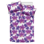 Purple Orchid Flower Pattern Print Duvet Cover Bedding Set