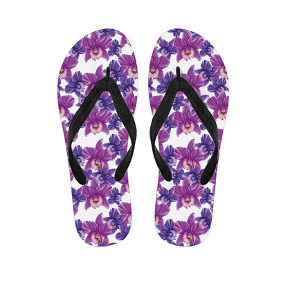 Purple Orchid Flower Pattern Print Flip Flops