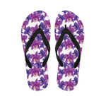 Purple Orchid Flower Pattern Print Flip Flops