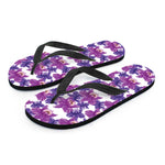 Purple Orchid Flower Pattern Print Flip Flops