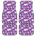 Purple Orchid Flower Pattern Print Front and Back Car Floor Mats