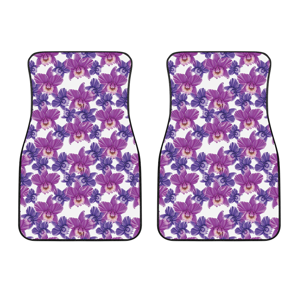 Purple Orchid Flower Pattern Print Front Car Floor Mats