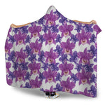 Purple Orchid Flower Pattern Print Hooded Blanket