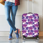 Purple Orchid Flower Pattern Print Luggage Cover