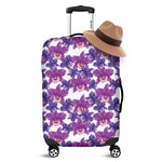 Purple Orchid Flower Pattern Print Luggage Cover