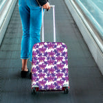Purple Orchid Flower Pattern Print Luggage Cover