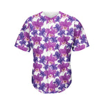 Purple Orchid Flower Pattern Print Men's Baseball Jersey