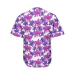Purple Orchid Flower Pattern Print Men's Baseball Jersey