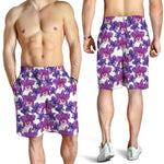 Purple Orchid Flower Pattern Print Men's Shorts